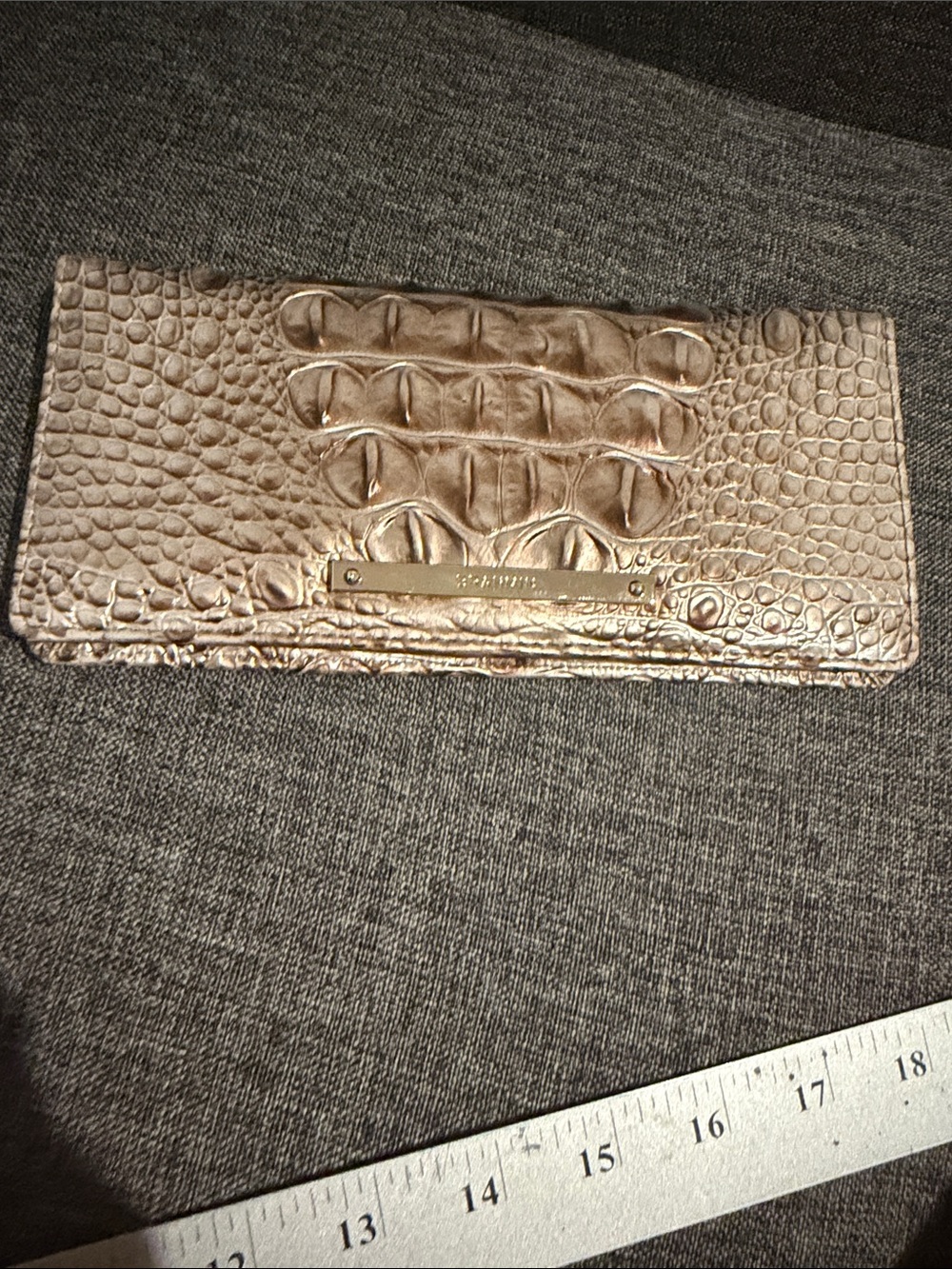 Brahmin Ady Metallic Croc-Embossed Wallet Clutch - Rose Gold like new